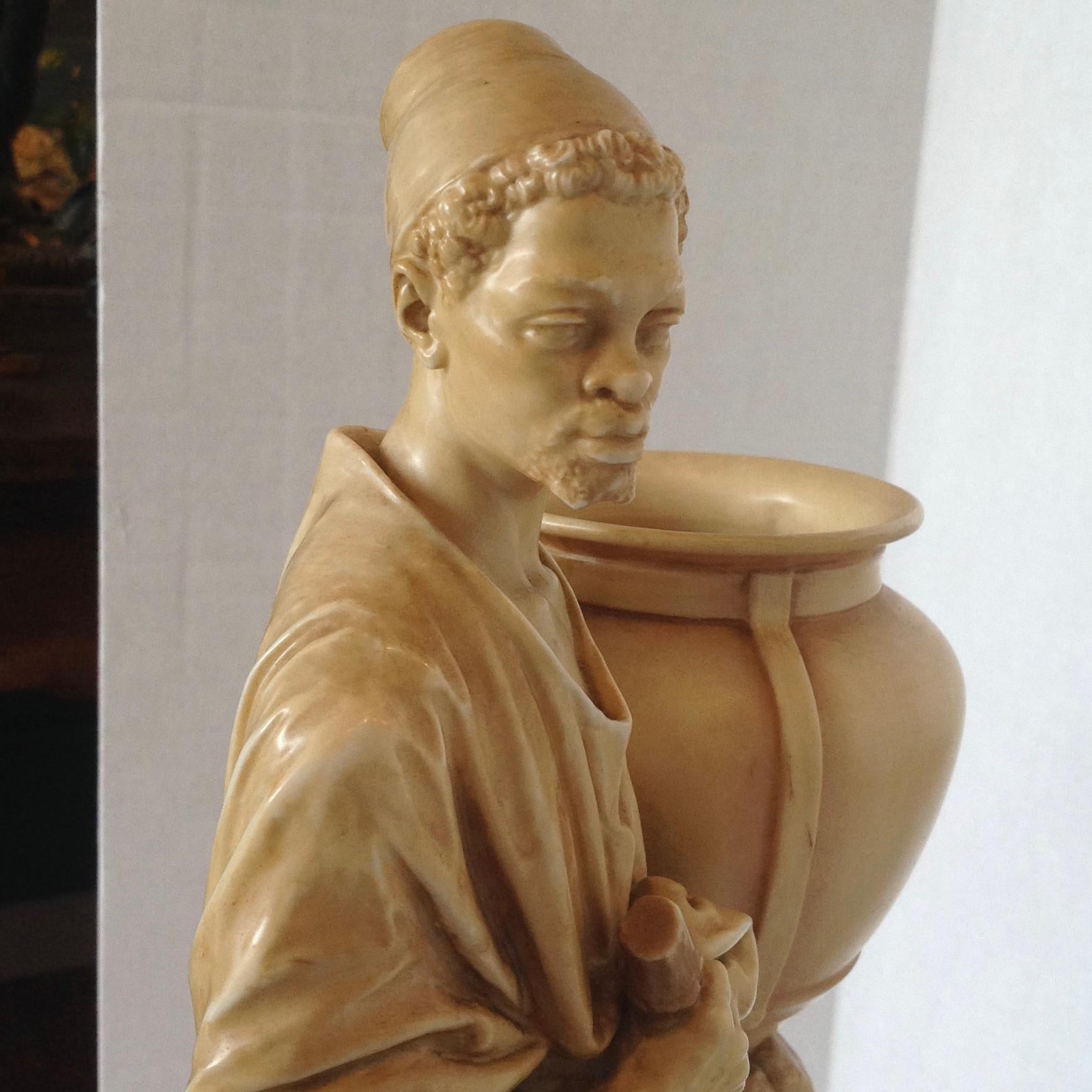Porcellana Firmato Hadley 19° secolo Royal Worcester Figura di un moro