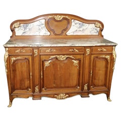 Buffet en bronze doré et marbre Louis XV français signé Haentges Frères Dore