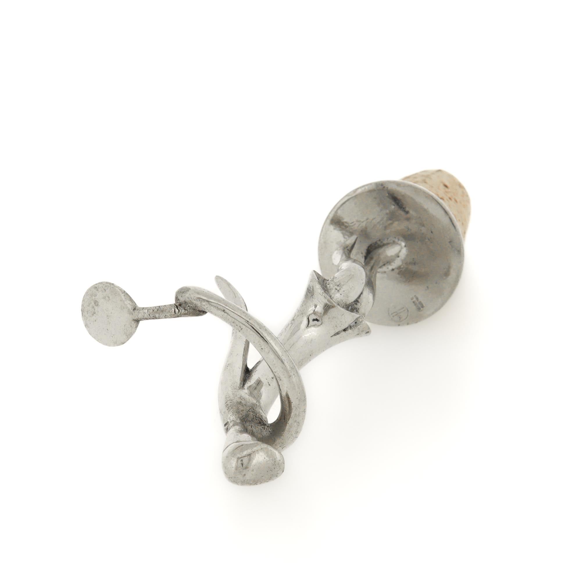 Signed Hagenauer Art Deco Chrome Plated Tennis Player Wine Cork / Bottle Stopper For Sale 6