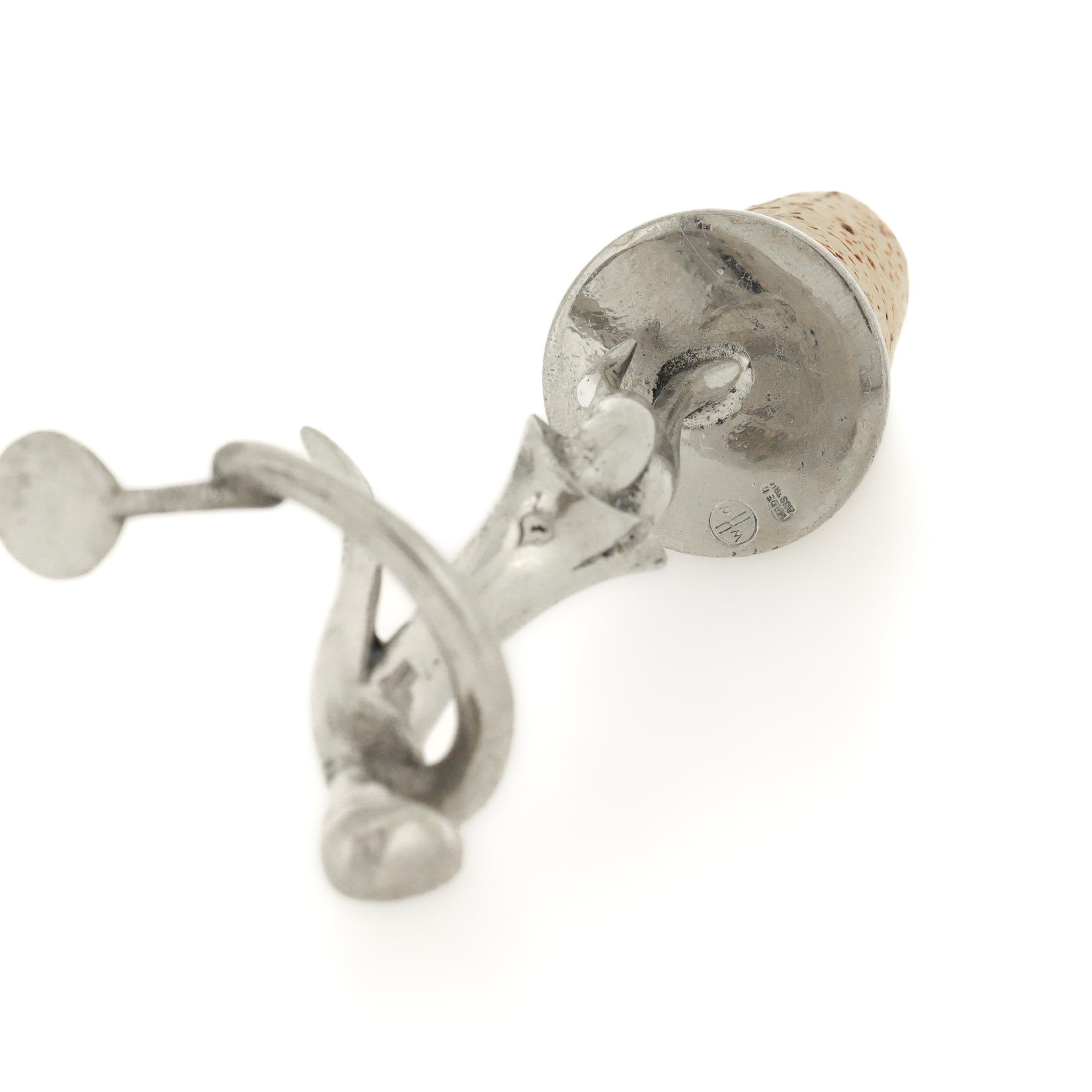 Signed Hagenauer Art Deco Chrome Plated Tennis Player Wine Cork / Bottle Stopper For Sale 7