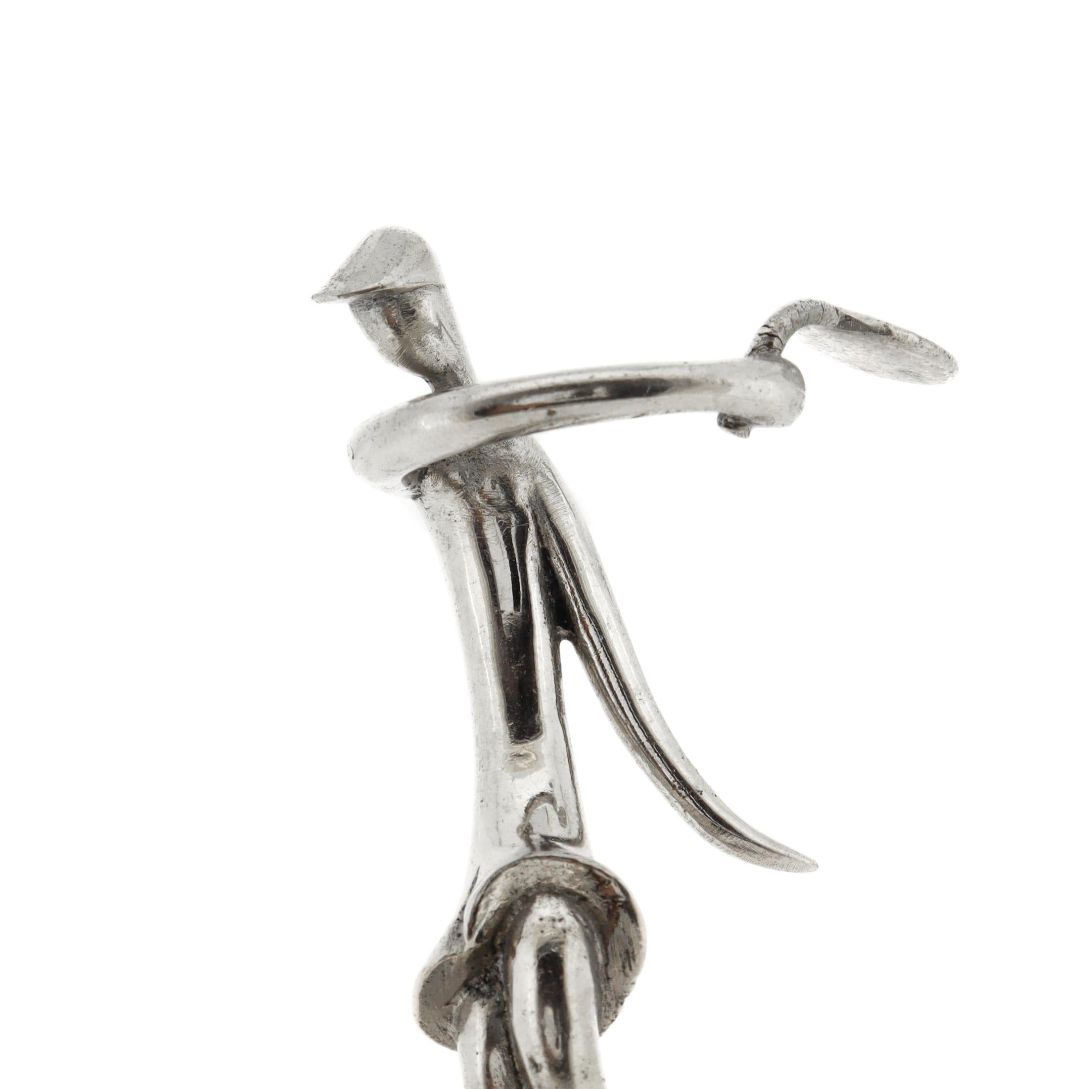 Signed Hagenauer Art Deco Chrome Plated Tennis Player Wine Cork / Bottle Stopper For Sale 2