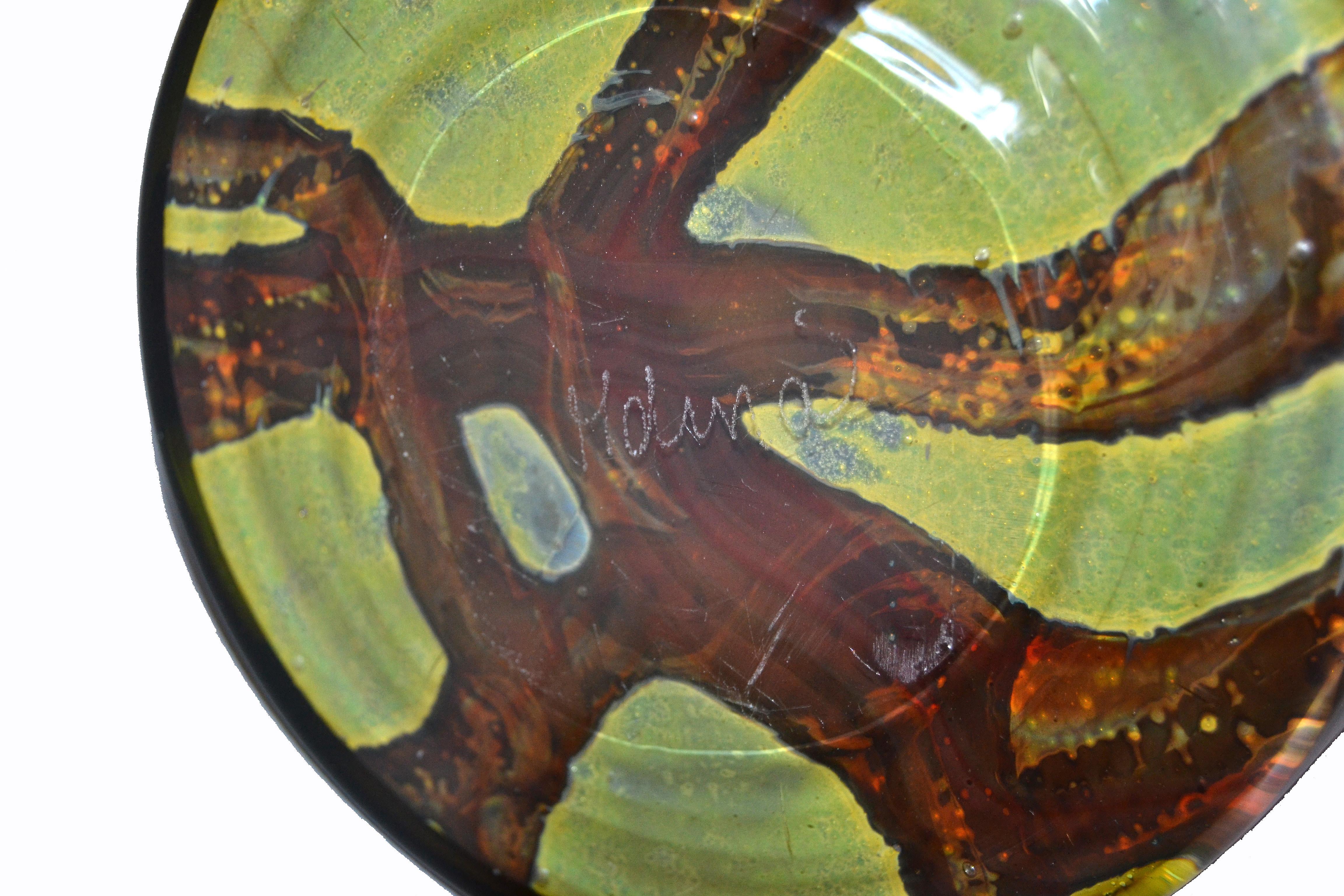 Mid-Century Modern Signed Hand Blown Art Glass Vase by Michael Harris for Mdina Glass
