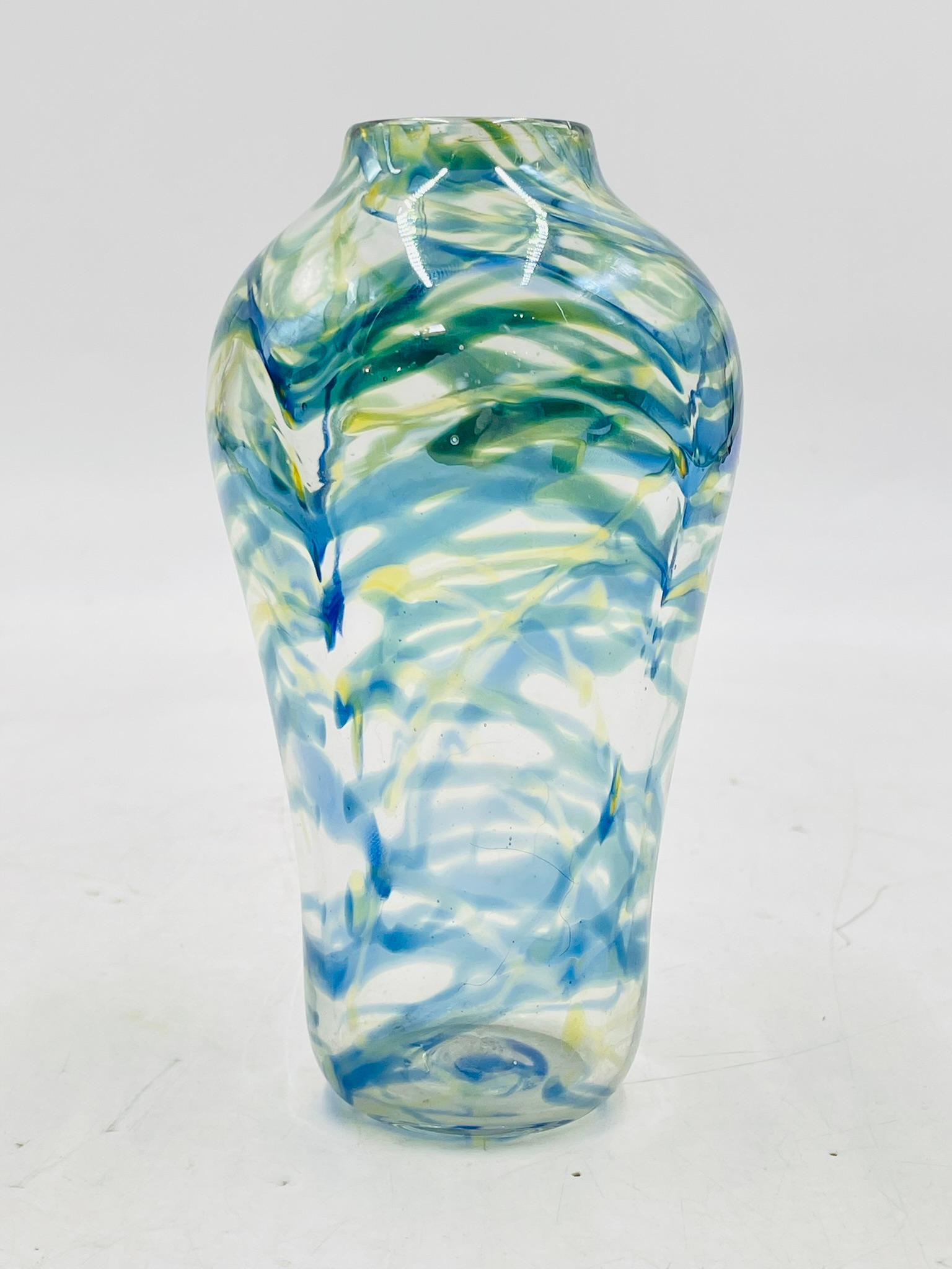 American Signed Hand-Blown Art Glass Vase by Roland R. Correia, Dated 1975 For Sale