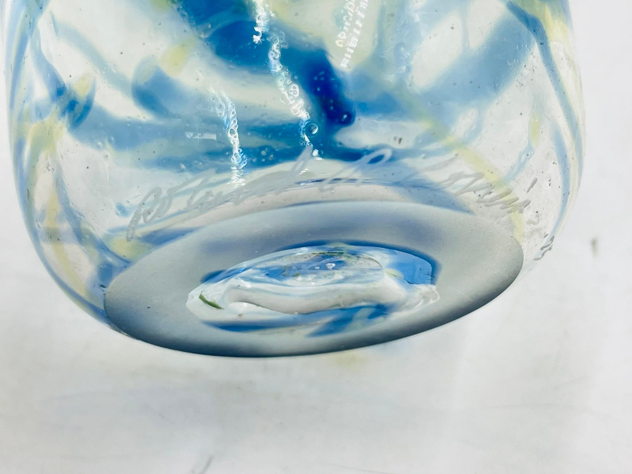 Late 20th Century Signed Hand-Blown Art Glass Vase by Roland R. Correia, Dated 1975 For Sale
