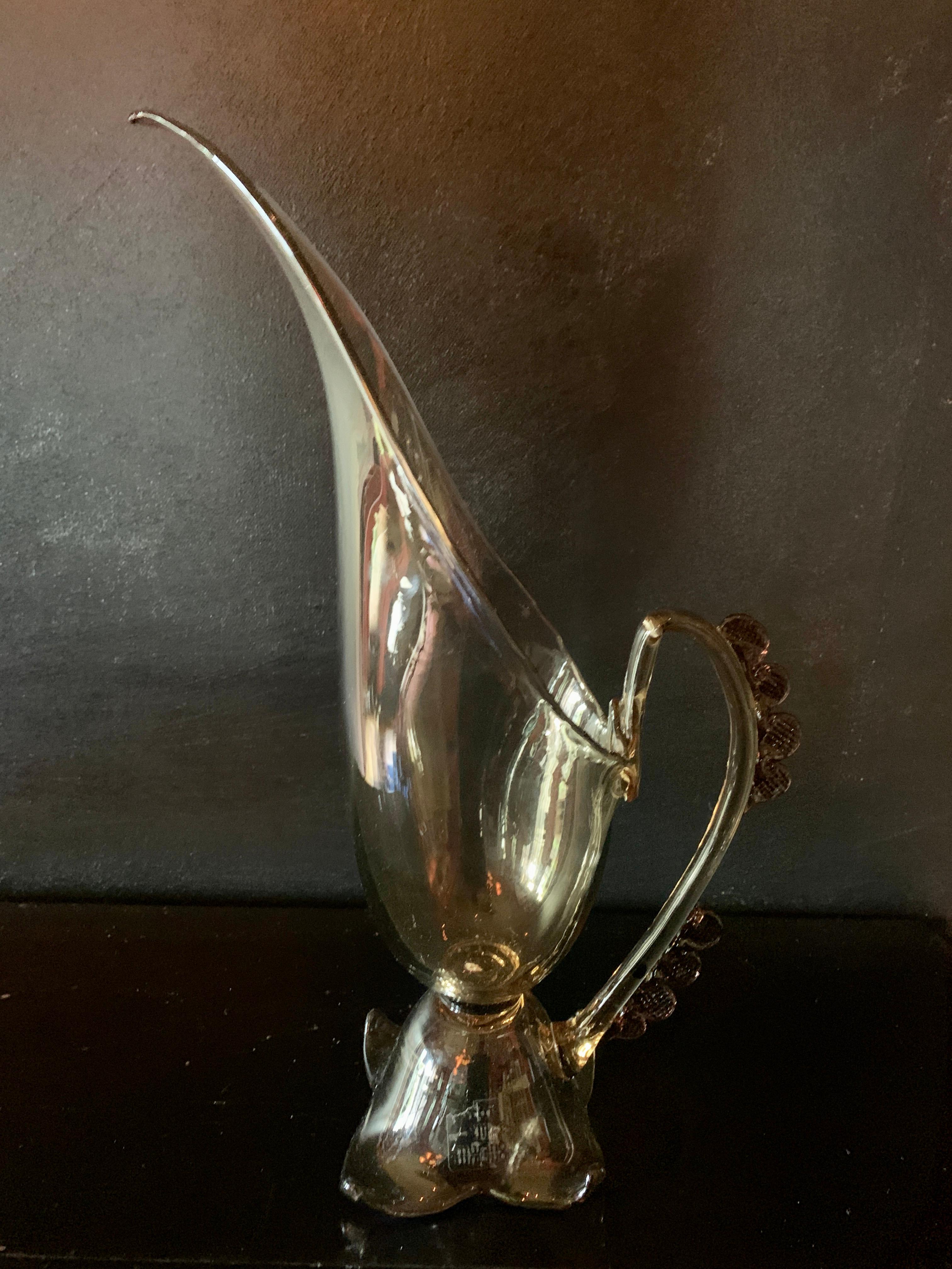 Jarra con pie Vetri Murano Italiana Soplada a Mano Firmada con Detalles de Cuentas de Cristal en Bueno estado para la venta en Los Angeles, CA