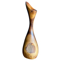 Vintage Signed Hand Crafted Wooden Bud Vase