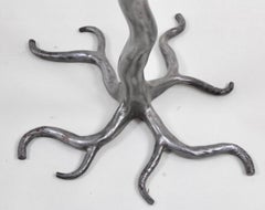 Signed Hand Forged Iron Sculptural Tree Branch Glass Top Table