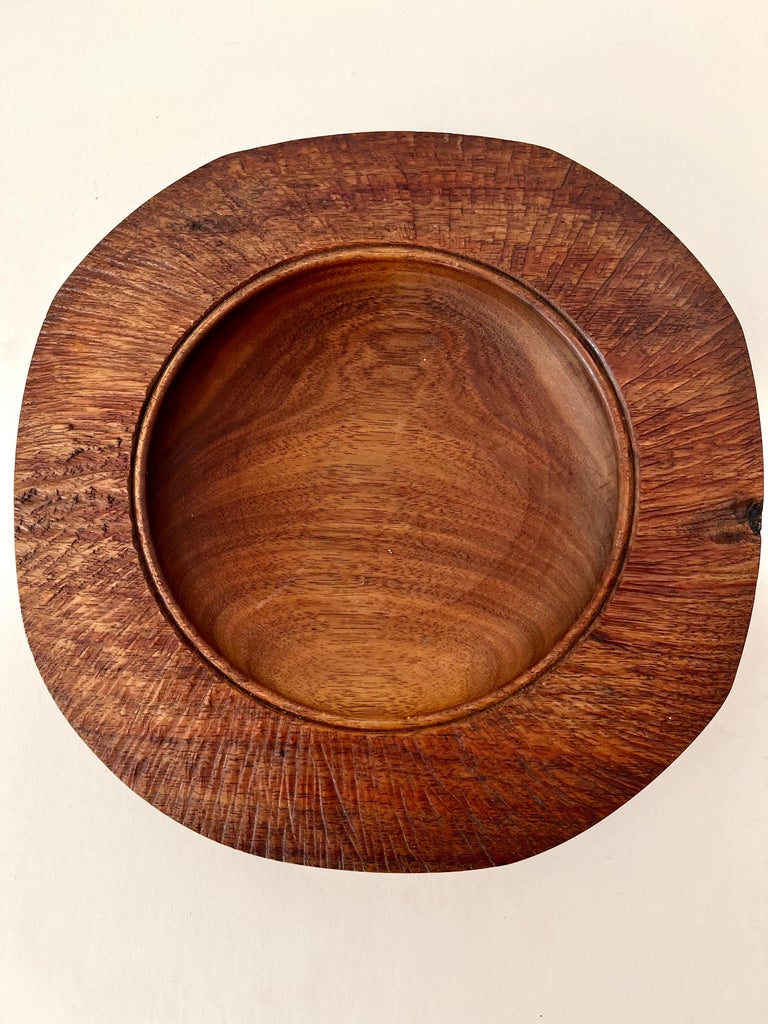 Signed Handmade New Zealand Blackwood Bowl with Rough Hewn Edges For