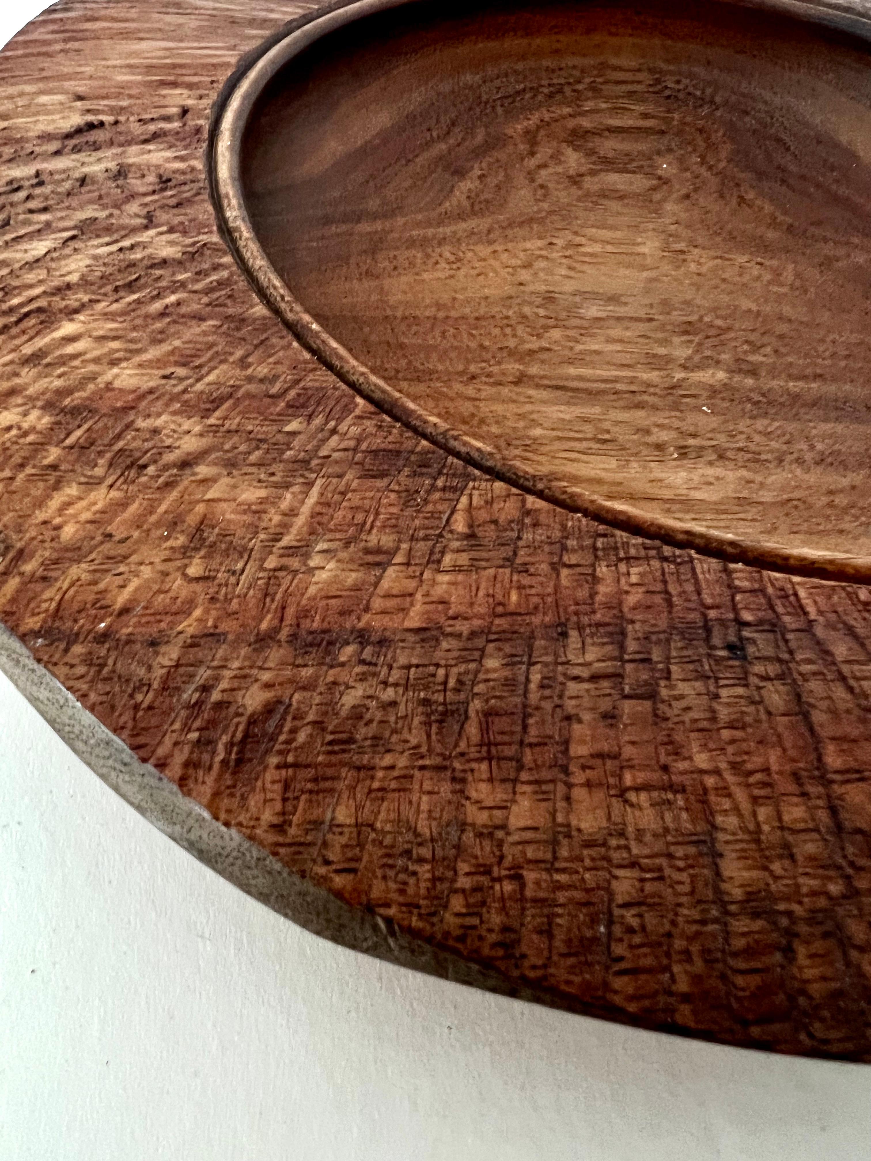 Hardwood Signed Handmade New Zealand Blackwood Bowl with Rough Hewn Edges For Sale
