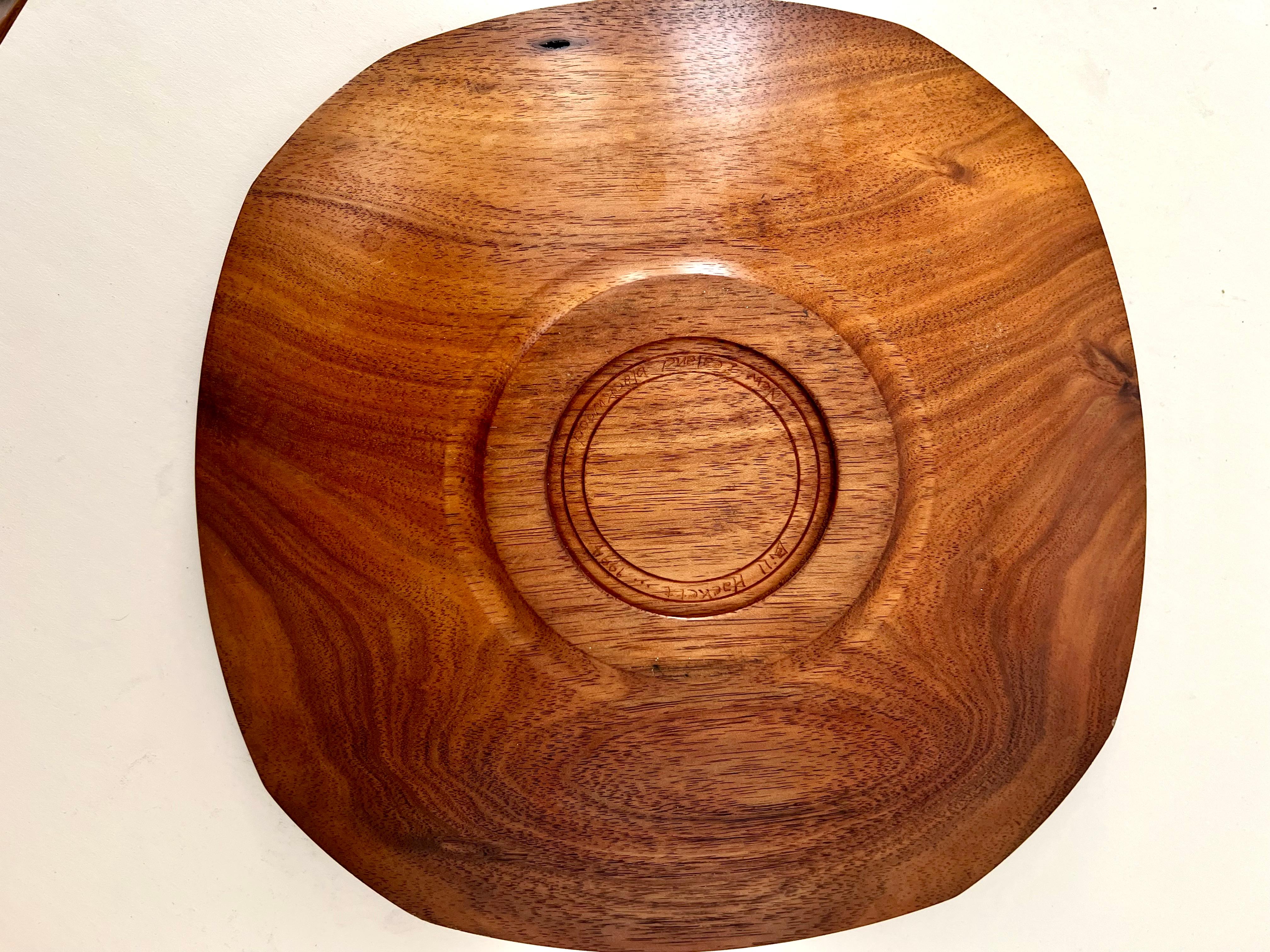 Signed Handmade New Zealand Blackwood Bowl with Rough Hewn Edges For Sale 1