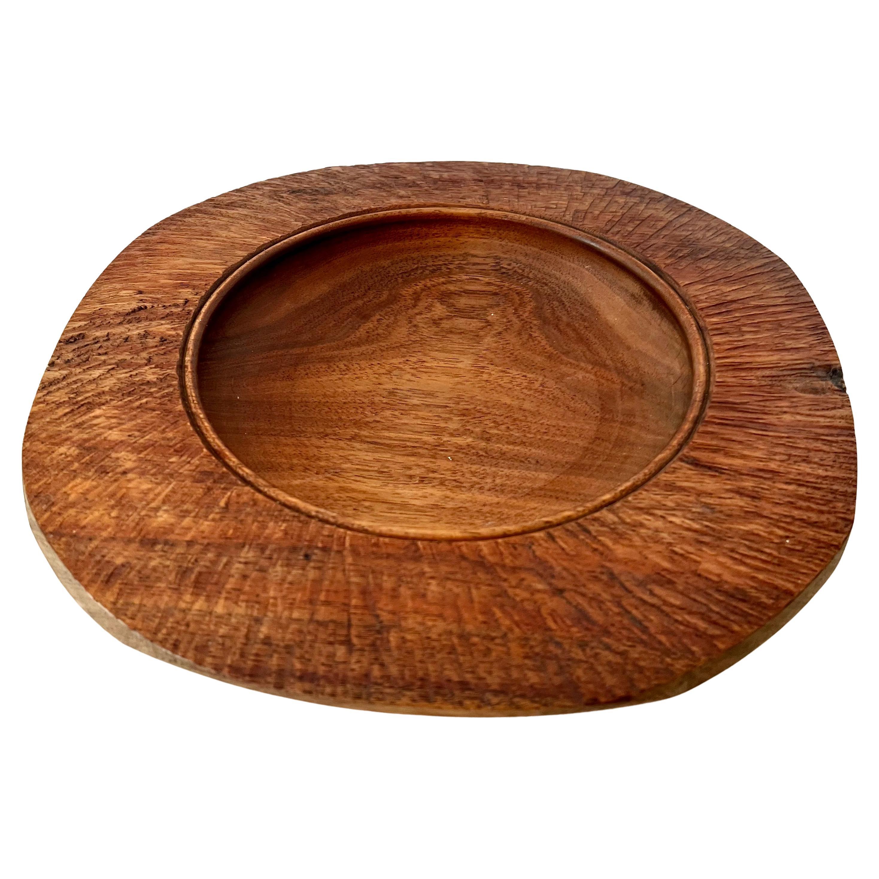 Signed Handmade New Zealand Blackwood Bowl with Rough Hewn Edges For Sale