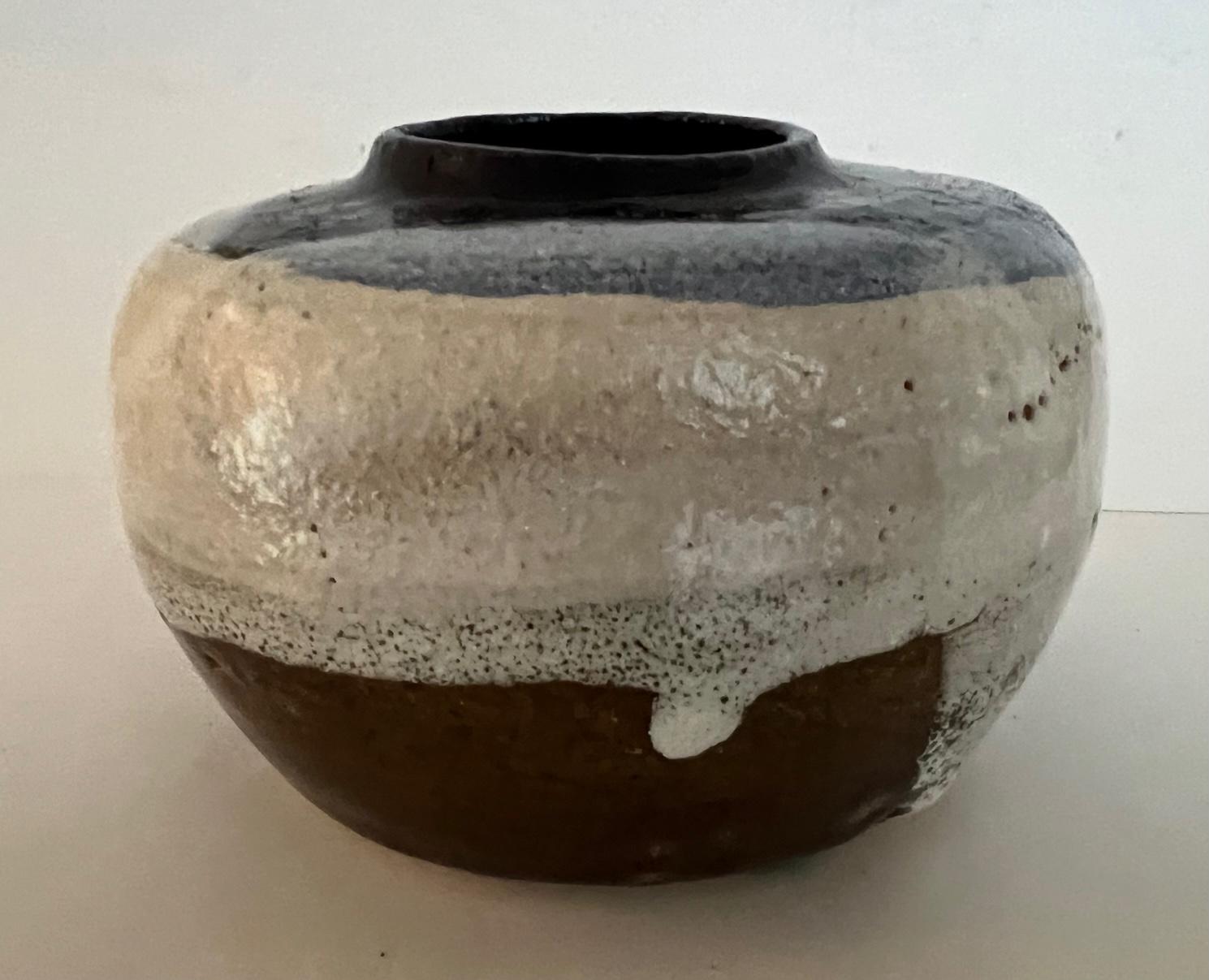 Hand-Crafted Signed Hand Made Stoneware Vase For Sale
