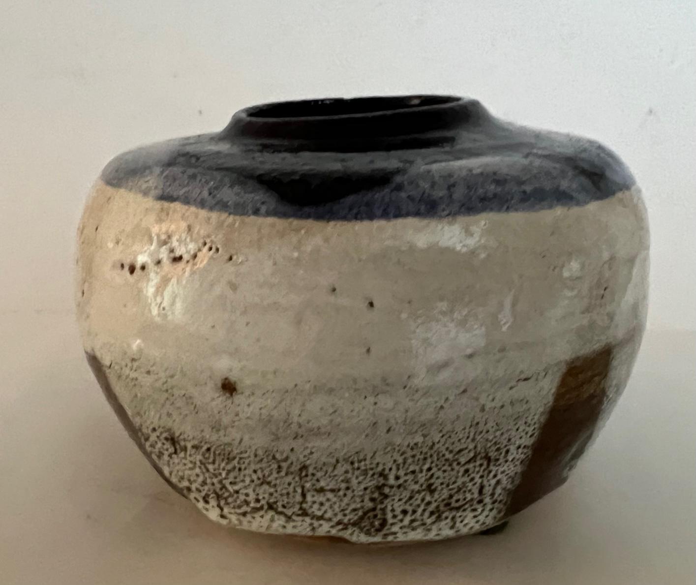 Signed Hand Made Stoneware Vase In Excellent Condition For Sale In Ross, CA