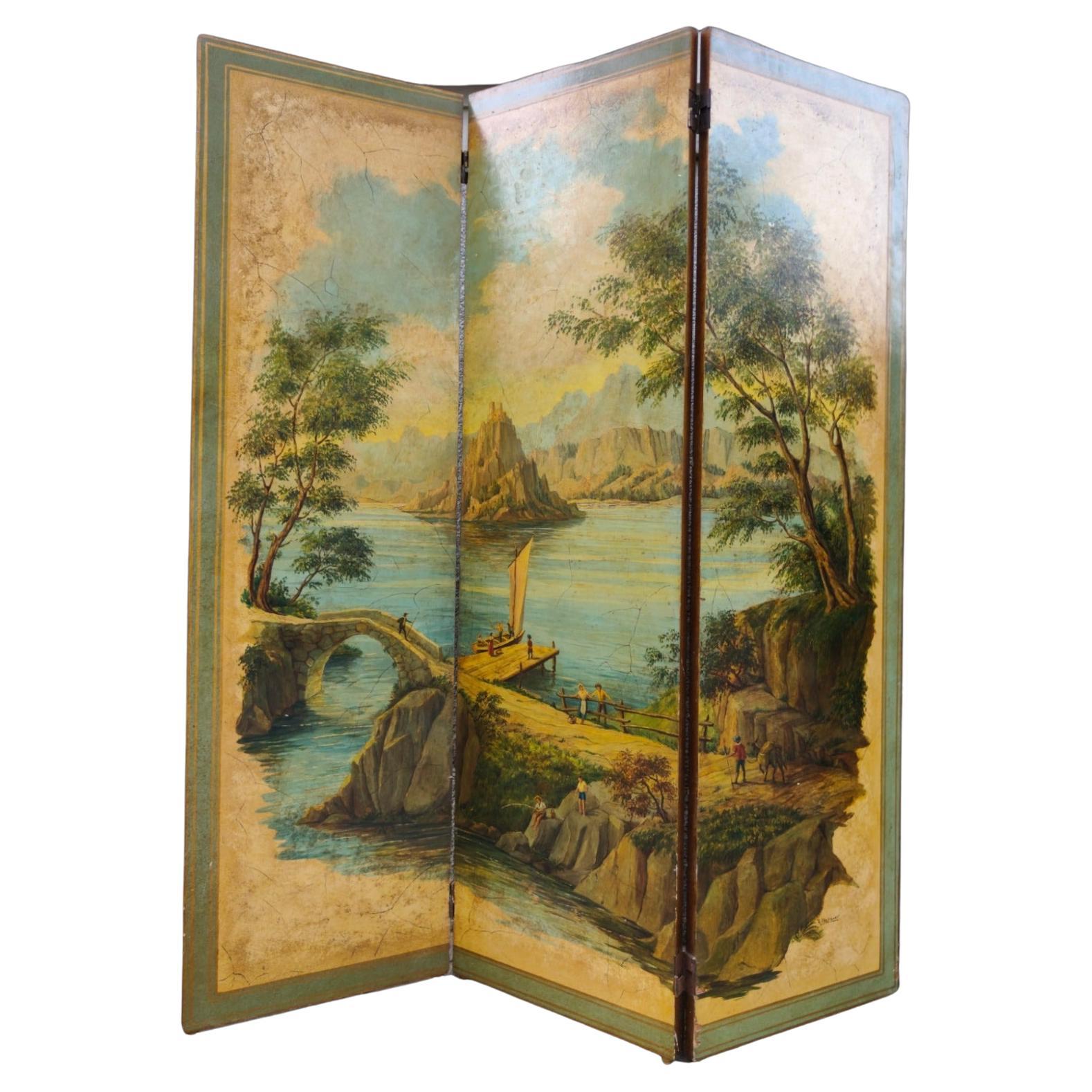 SIGNED HAND-PAINTED GERMAN SCREEN 20th Century