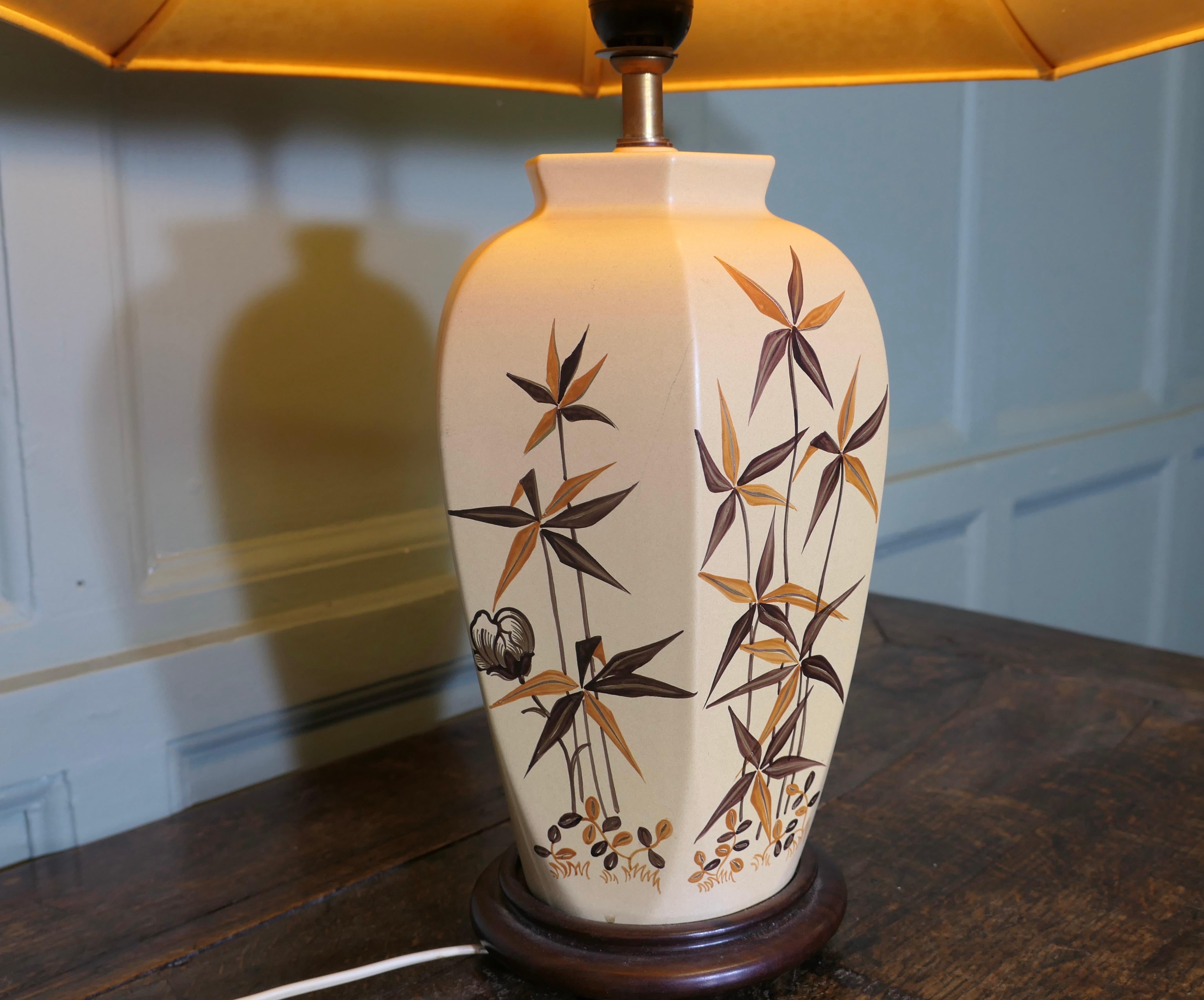 Fin du 20e siècle Lampe vase peinte à la main, de style japonais   Une pièce charmante en vente