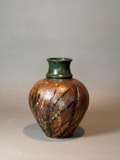 Signed Handcrafted Stoneware Vase with Rich Earthy Glaze