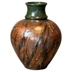 Signed Handcrafted Stoneware Vase with Rich Earthy Glaze