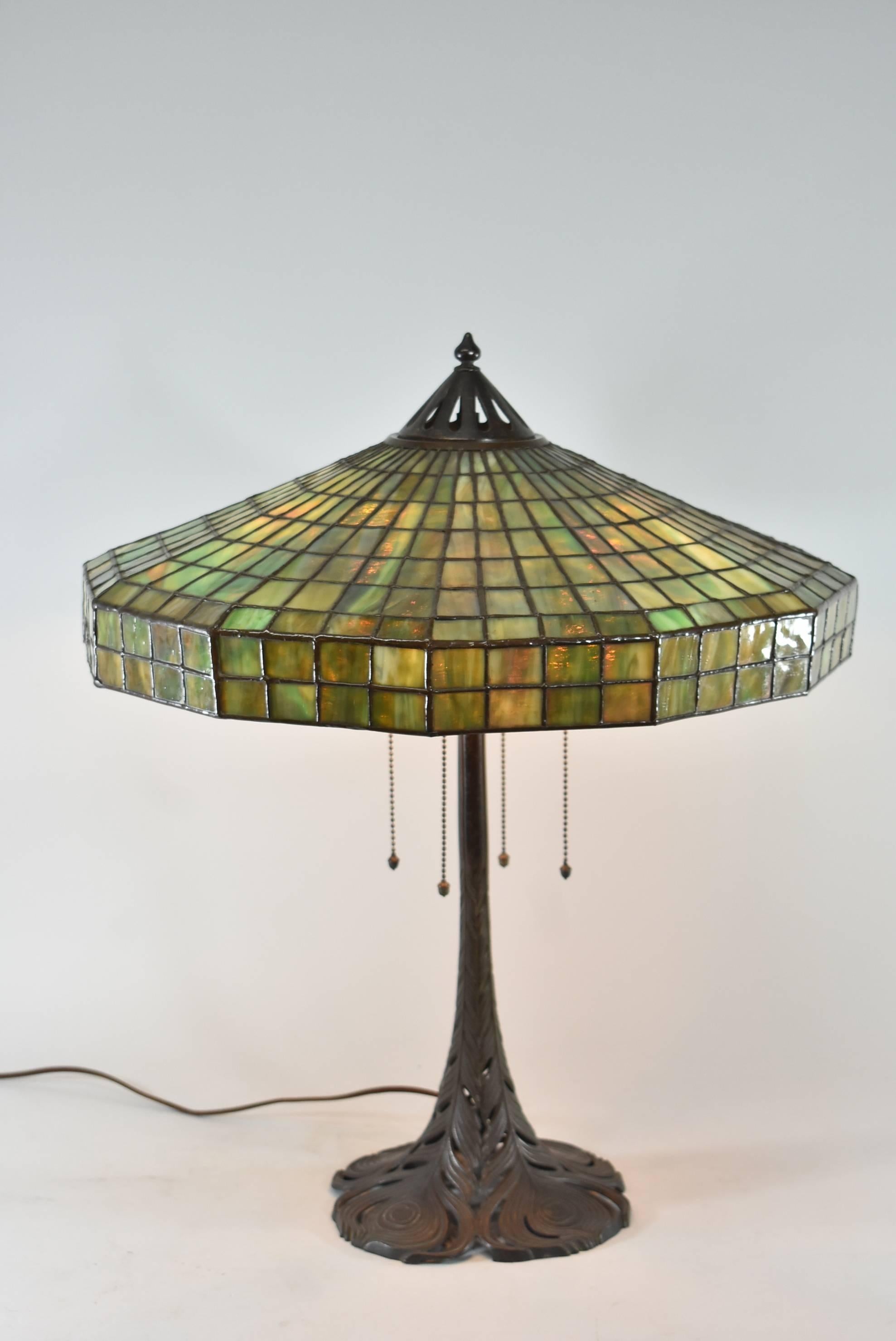 A stunning Handel leaded glass lamp. The 20