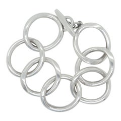 Pulsera de eslabones grande de plata de ley danesa moderna firmada a mano por Randers