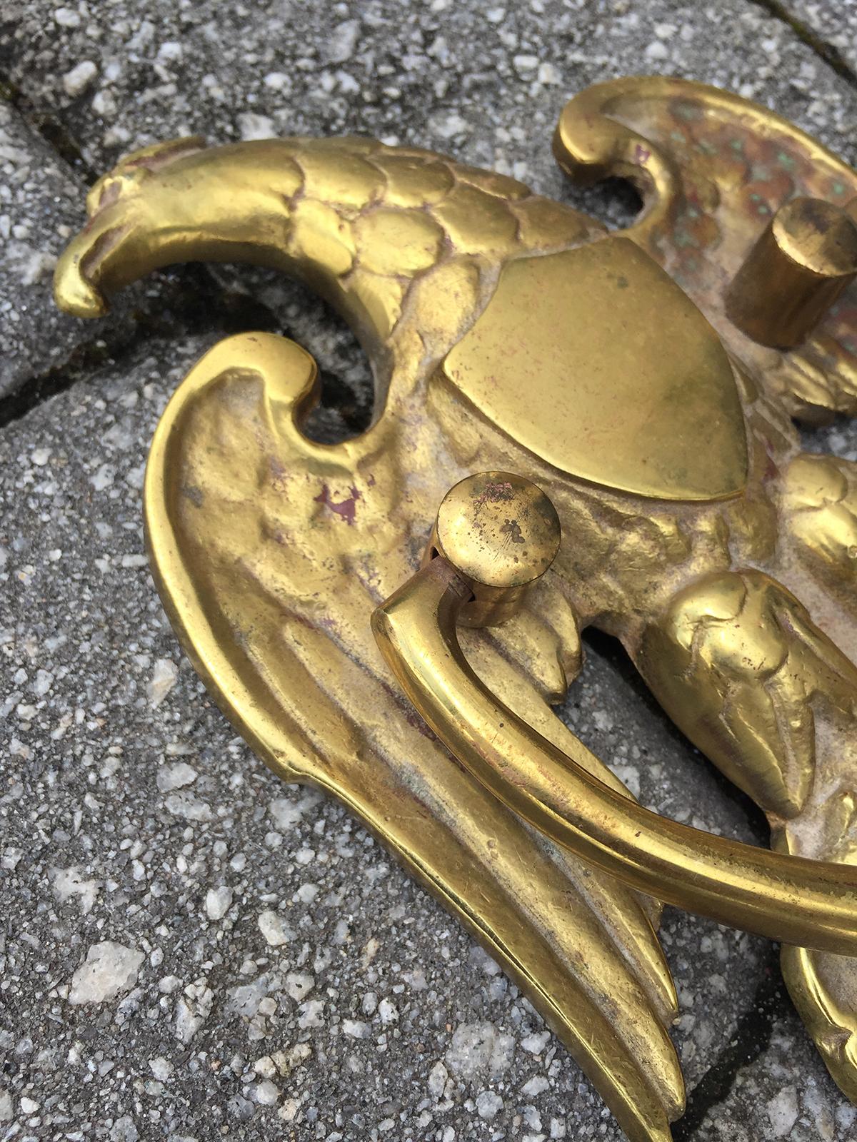 Signed Harvin American Eagle Brass Door Knocker, 19th-20th Century In Good Condition In Atlanta, GA