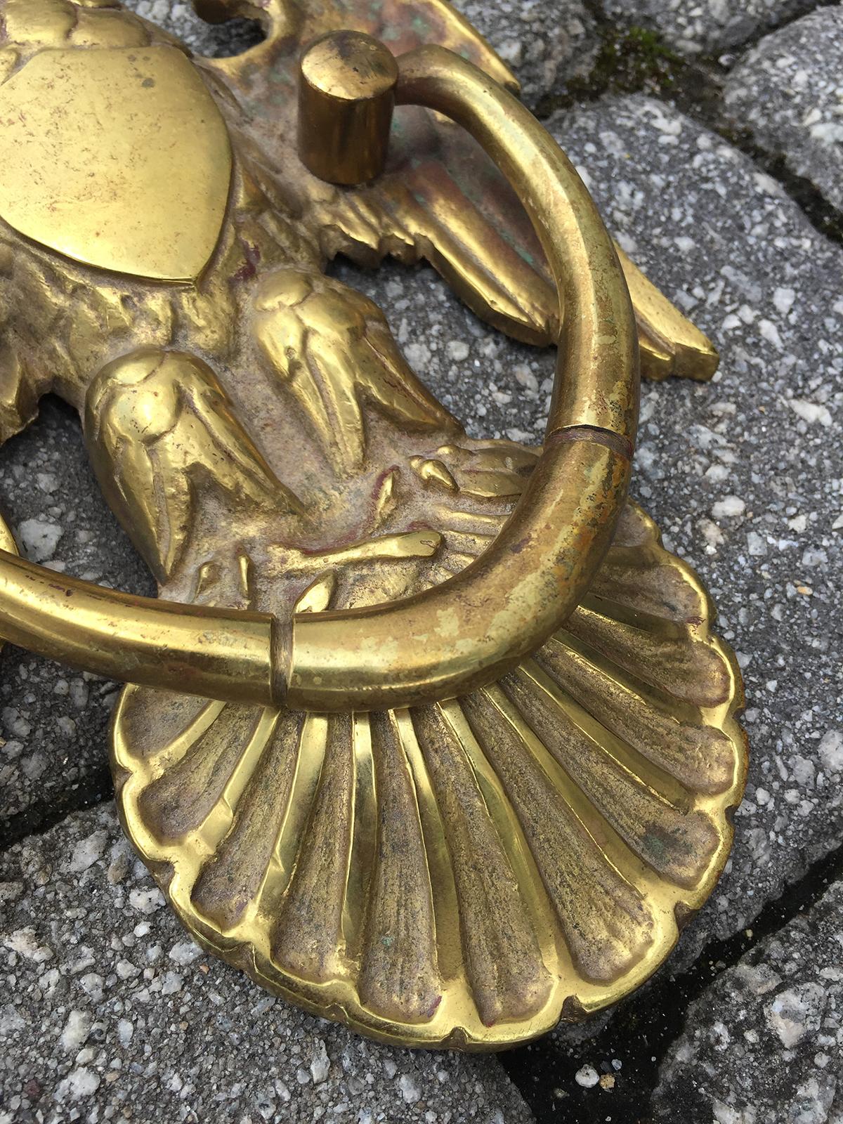 19th Century Signed Harvin American Eagle Brass Door Knocker, 19th-20th Century