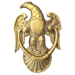 Antique Signed Harvin American Eagle Brass Door Knocker, 19th-20th Century