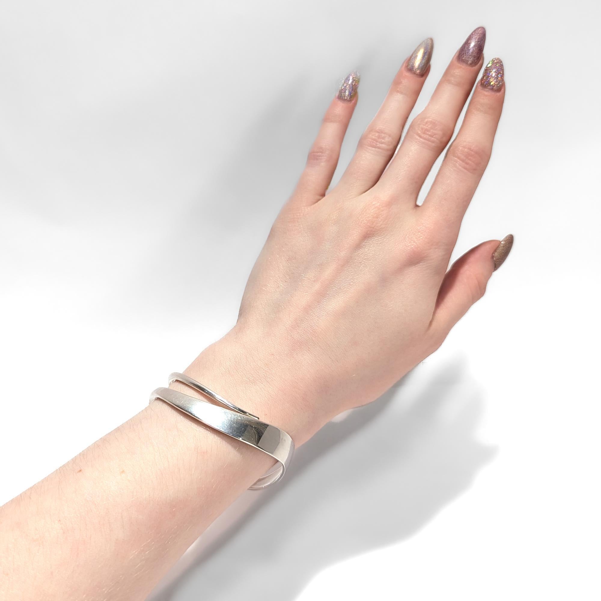 Bracciale firmato Hayner Modernist in argento sterling con bracciale ondulato e traforato in vendita 6