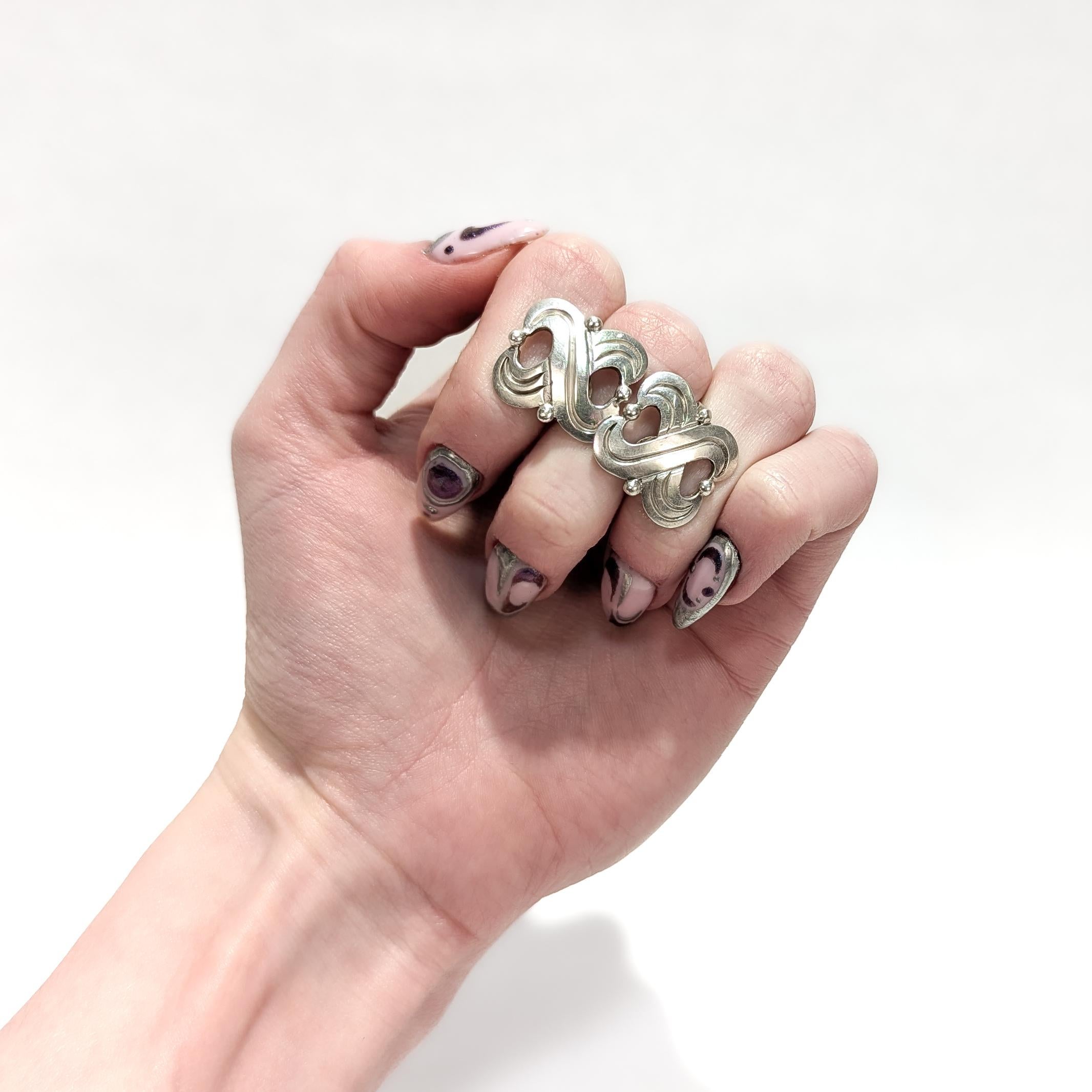Modernist Signed Hector Aguilar Mexican Mid-Century Sterling Silver Screwback Earrings For Sale