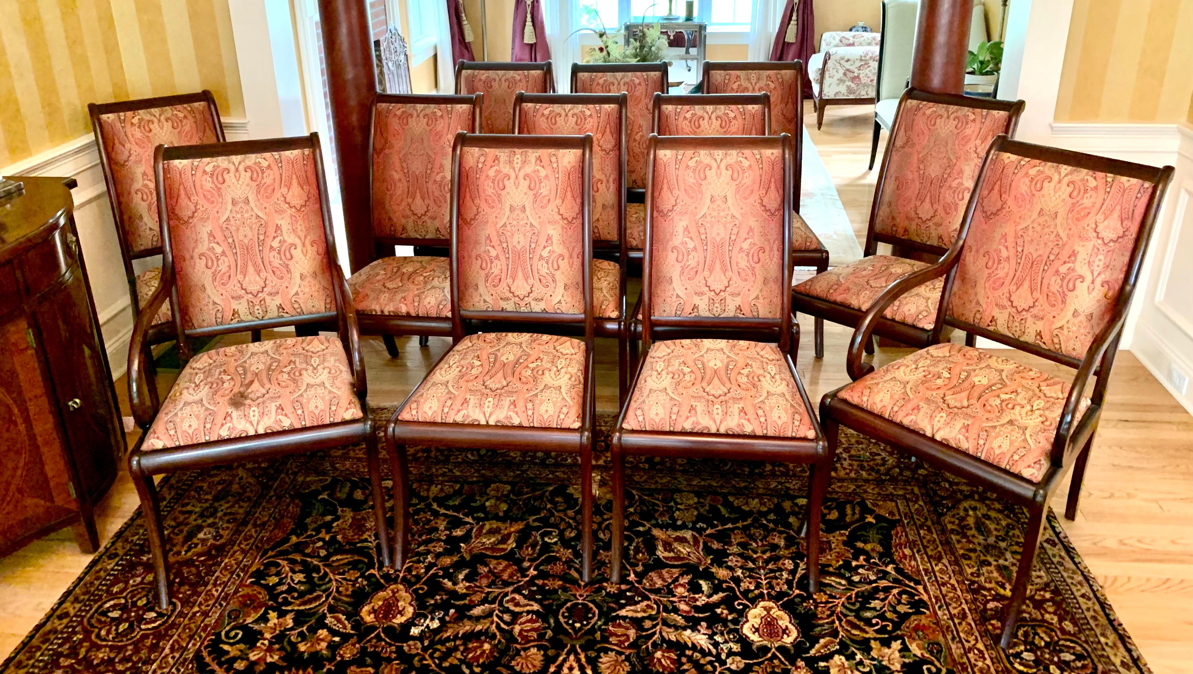 American Set of 12 Signed Henkel Harris Mahogany Dining Room Chairs