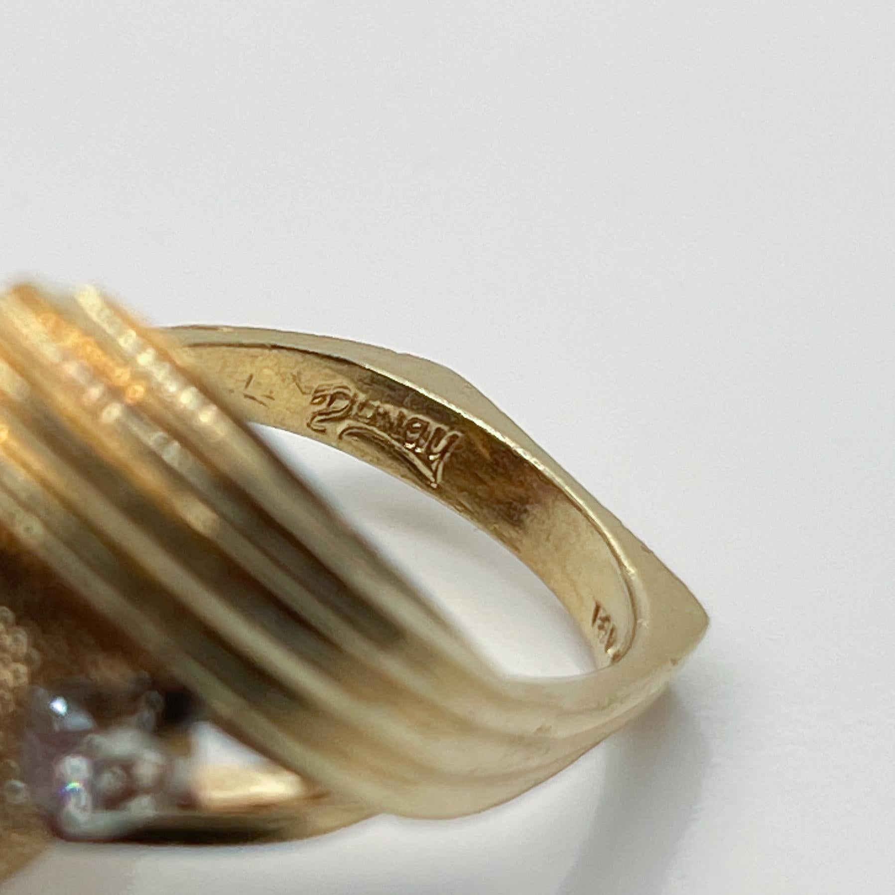 Signed Henry Dunay Designer 18 Karat Gold & Diamond Dome Cocktail Ring 3