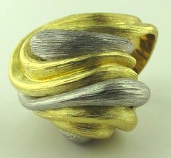 Signed Henry Dunay Freeform Platinum and 18 Karat Yellow Gold Ring