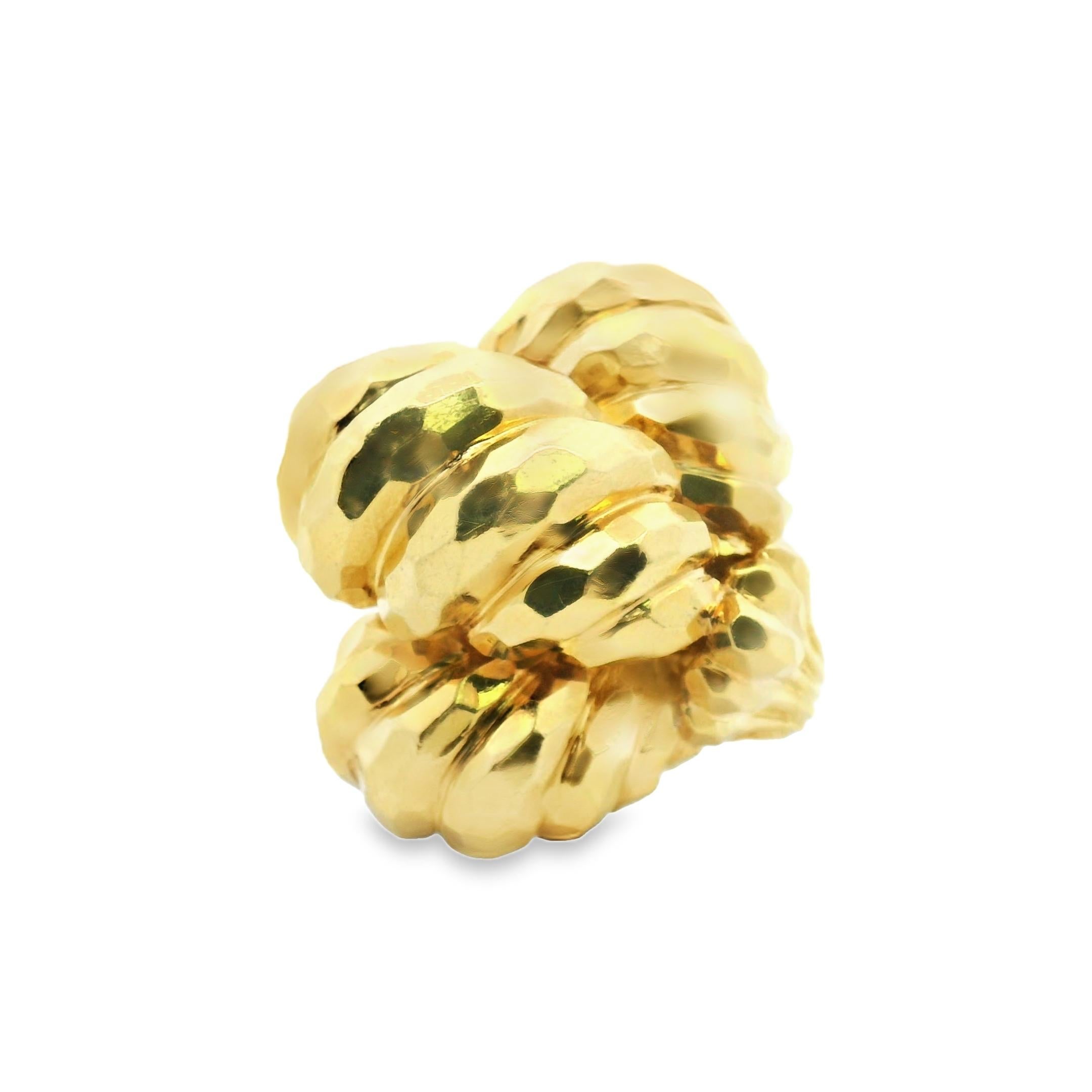 Signed Henry Dunay Very Large Heavy 18k Gold Hammered Textured Statement Ring For Sale 4
