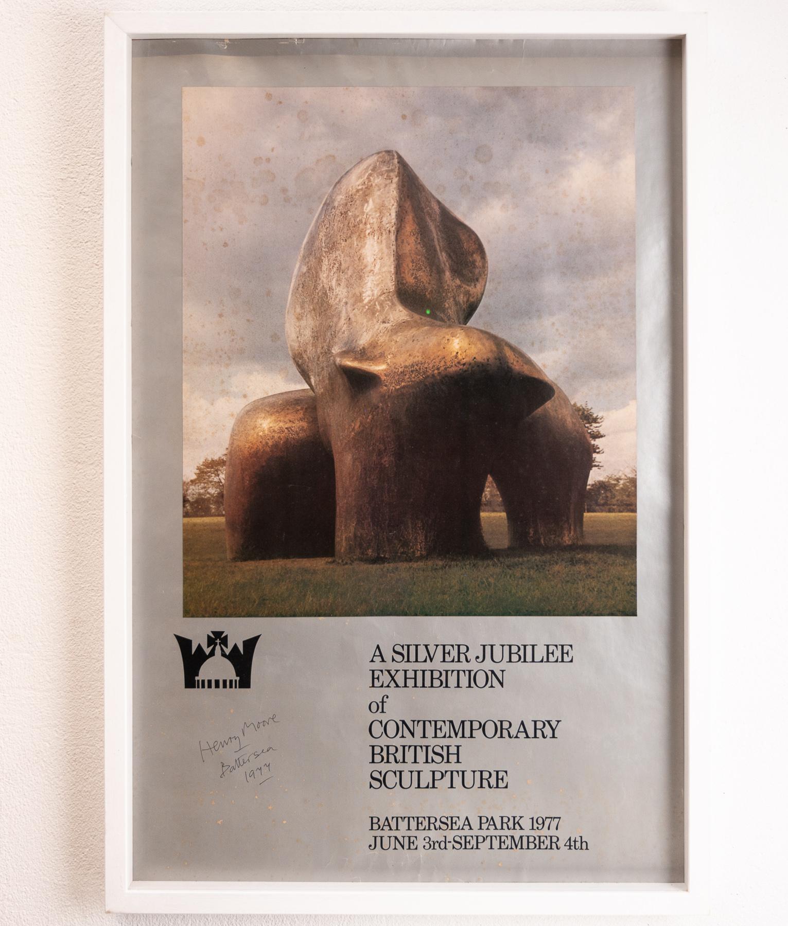 20ième siècle Affiche signée Henry Moore pour l'exposition de sculptures du centenaire de l'argent, 1977 en vente