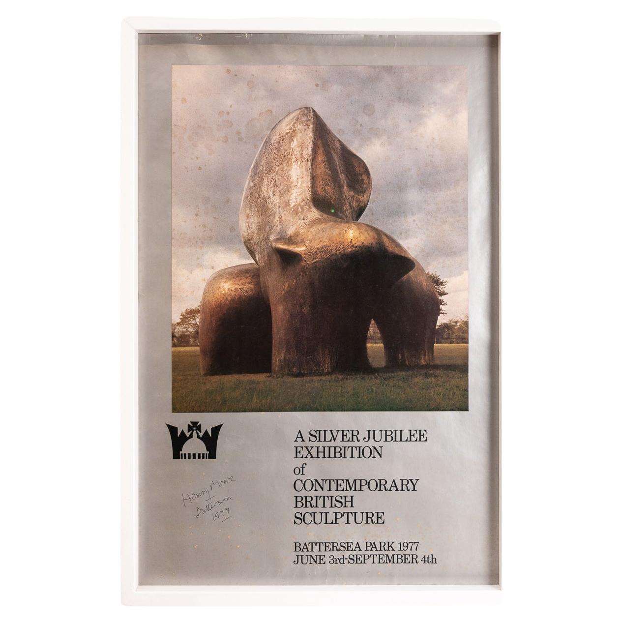 Affiche signée Henry Moore pour l'exposition de sculptures du centenaire de l'argent, 1977