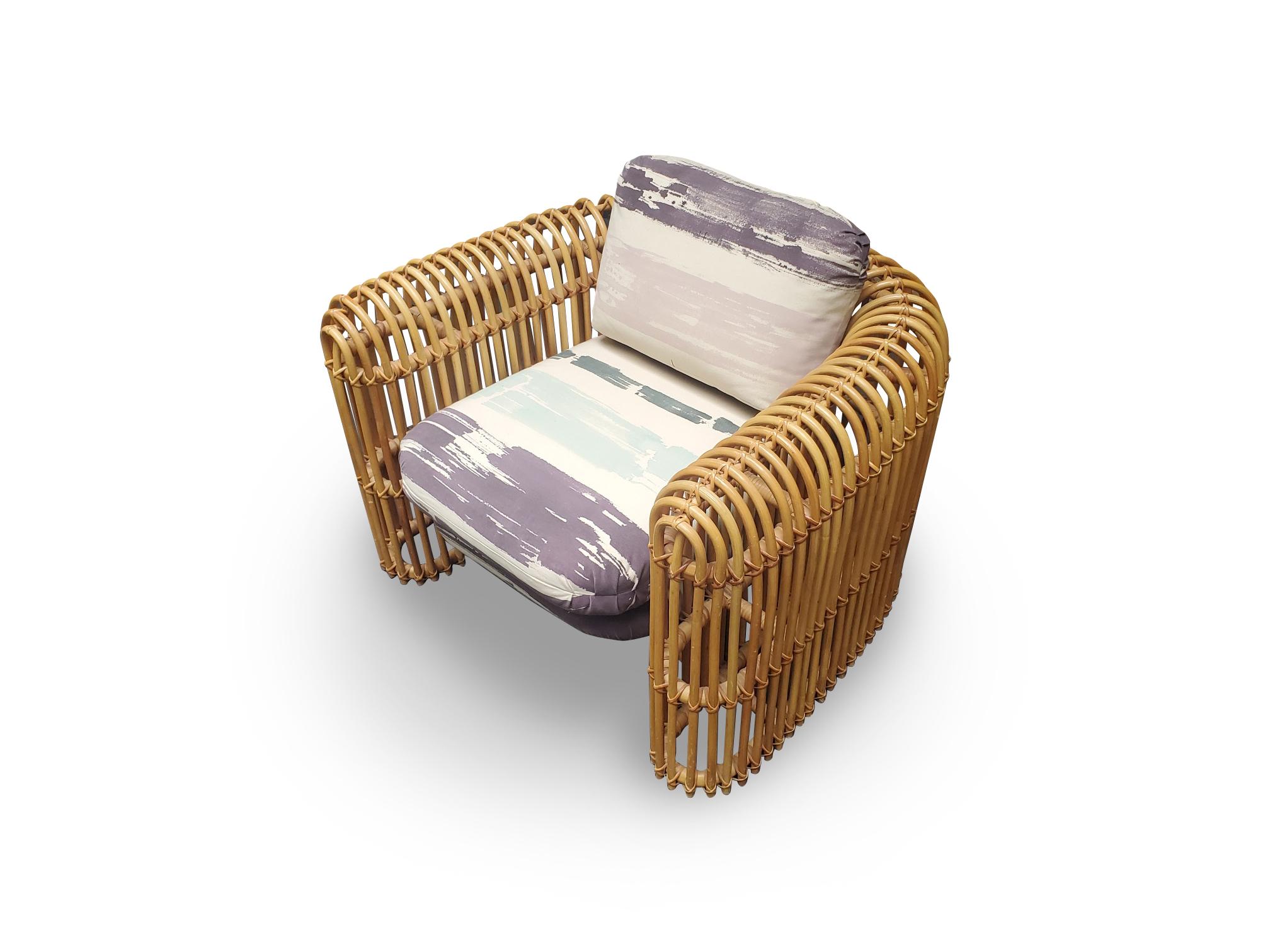 Signierter Henry Olko Rattan- und Schilfrohr-Loungesessel der Serie im Angebot 7
