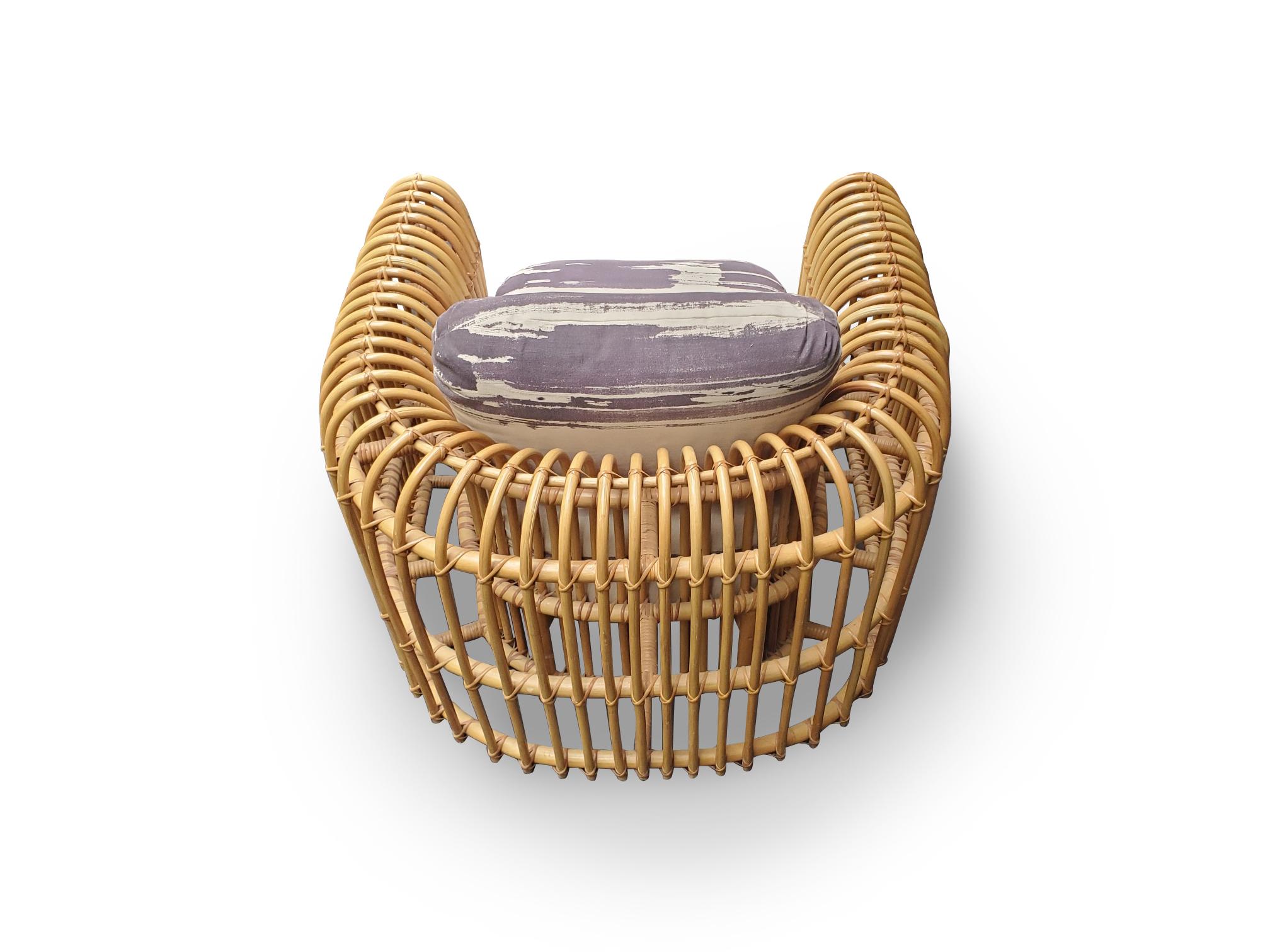 Signierter Henry Olko Rattan- und Schilfrohr-Loungesessel der Serie im Angebot 2