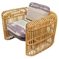 Signed Henry Olko Rattan & Cane Rib Series Lounge Chair