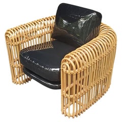 Signed Henry Olko Rattan & Cane Rib Series Lounge Chair