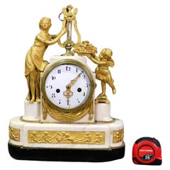 Antique Signed Henry Voisin of Paris Marble Dore' Bronze and Slate Mantel Desk Clock 