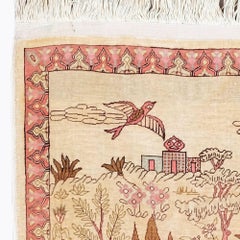Signed Hereke Silk Rug - Mid 20th Century