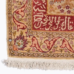 Antique Signed Hereke Silk Rug - Mid 20th Century