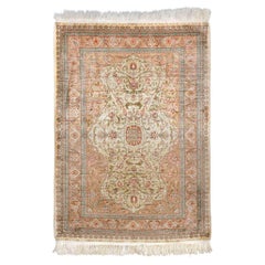 Signed Hereke Silk Rug - Mid 20th Century