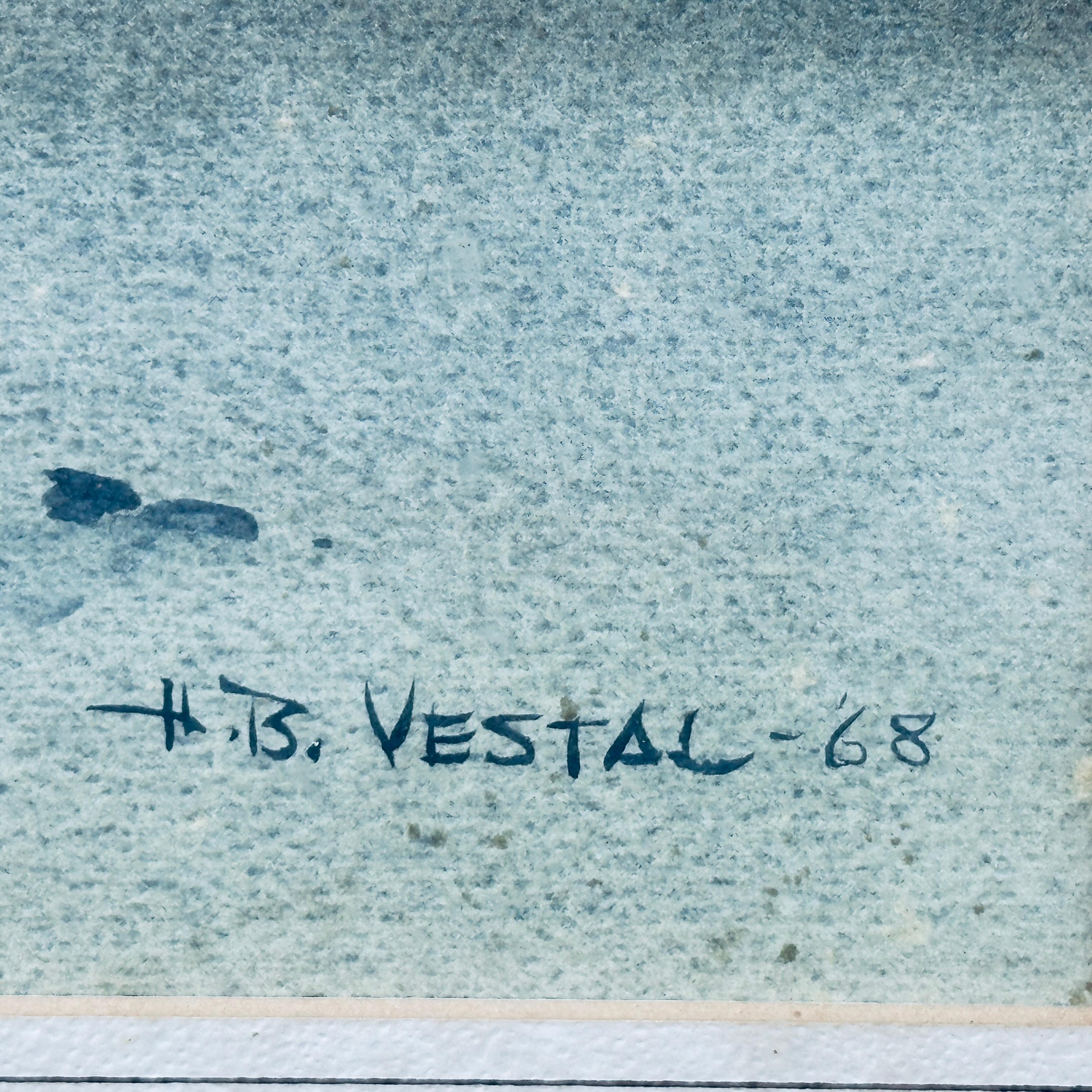 Signiert Herman H.b. Vestal (1916-2007) Aquarellgemälde Nautische Meereslandschaft, signiert im Angebot 4