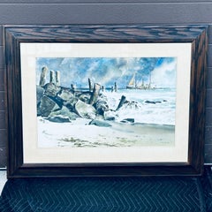 Signed Herman H.b. Vestal (1916-2007) Watercolor Painting Nautical Seascape