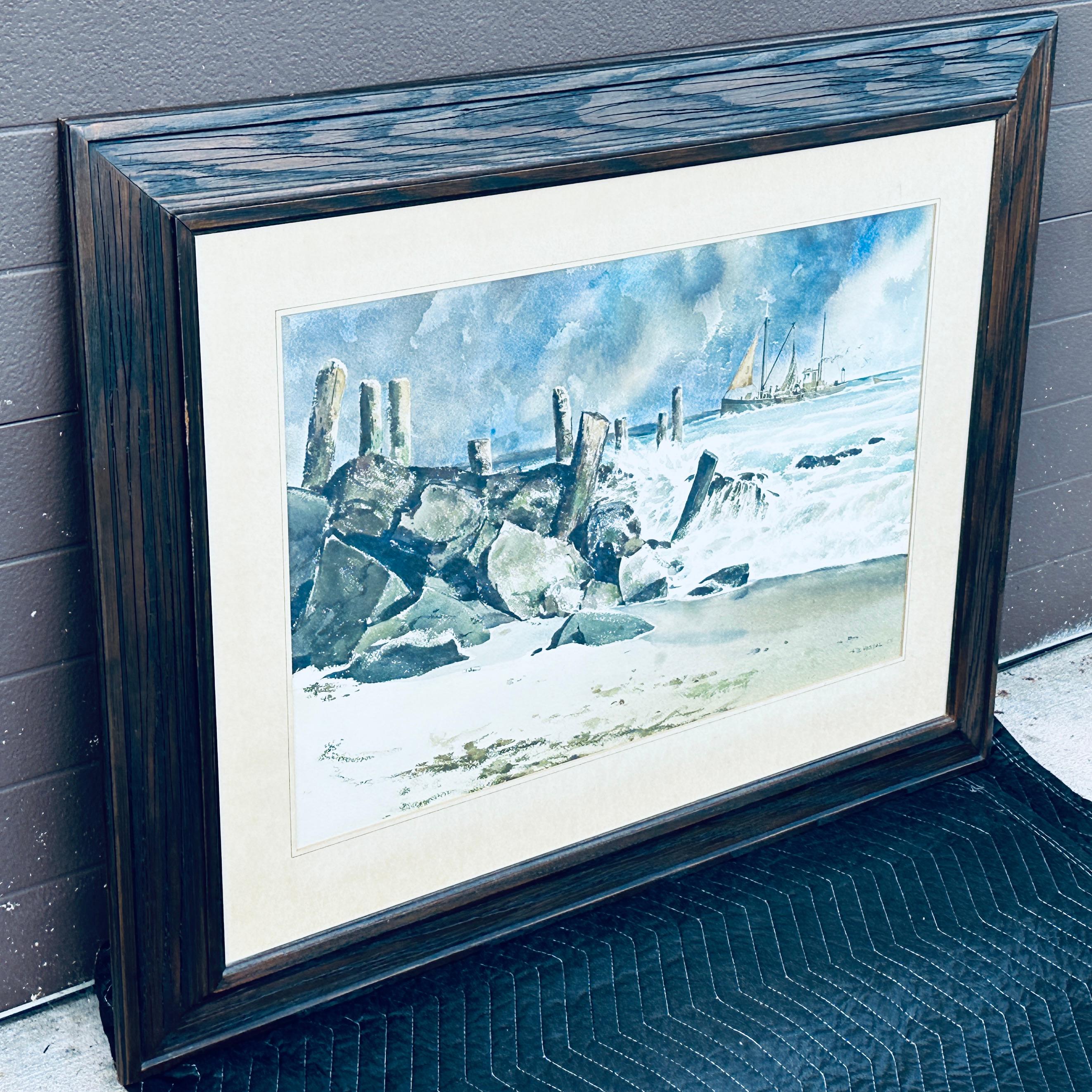 Signiert Herman H.b. Vestal (1916-2007) Aquarellgemälde Nautische Meereslandschaft, signiert (Sonstiges) im Angebot