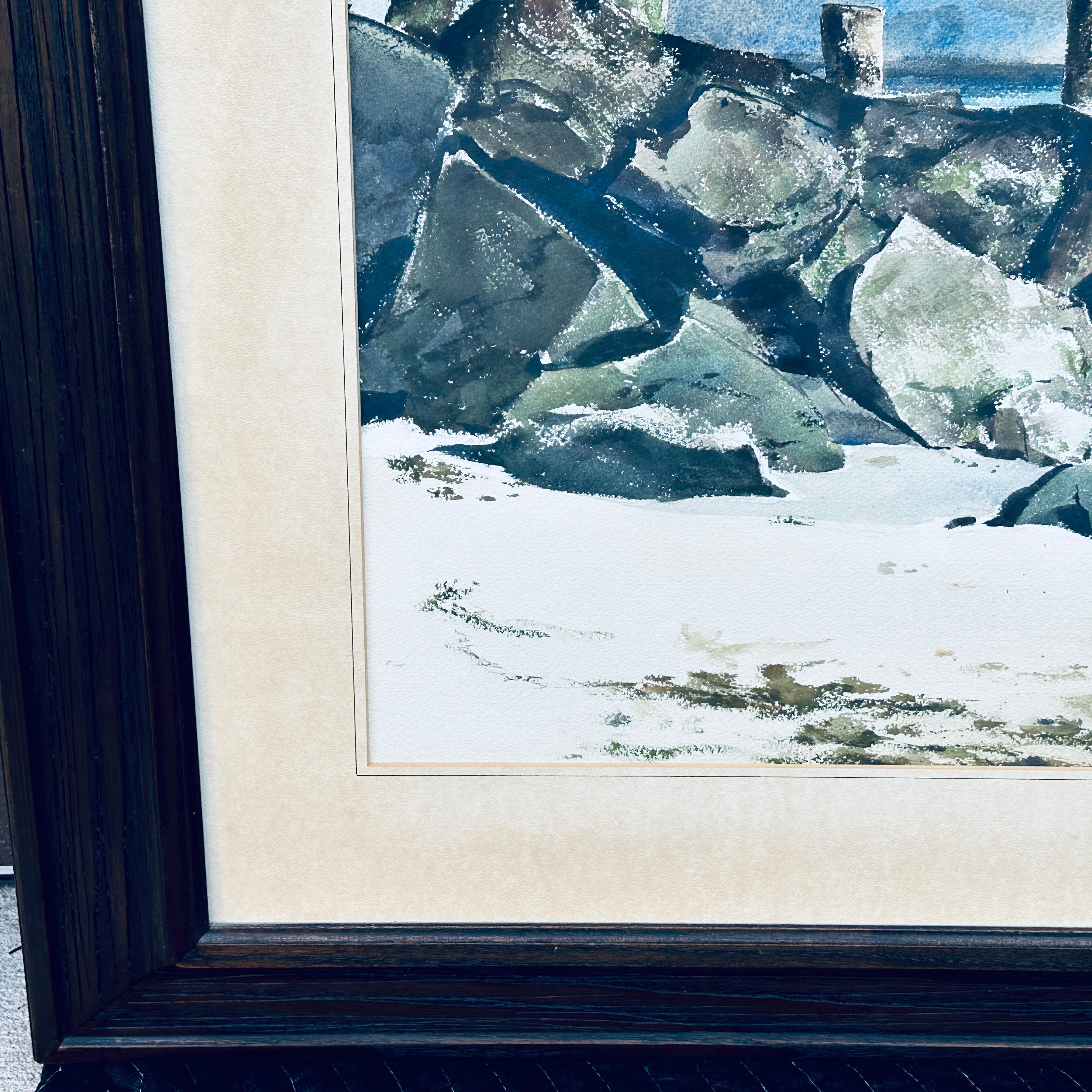 Signiert Herman H.b. Vestal (1916-2007) Aquarellgemälde Nautische Meereslandschaft, signiert im Zustand „Gut“ im Angebot in West Chester, PA