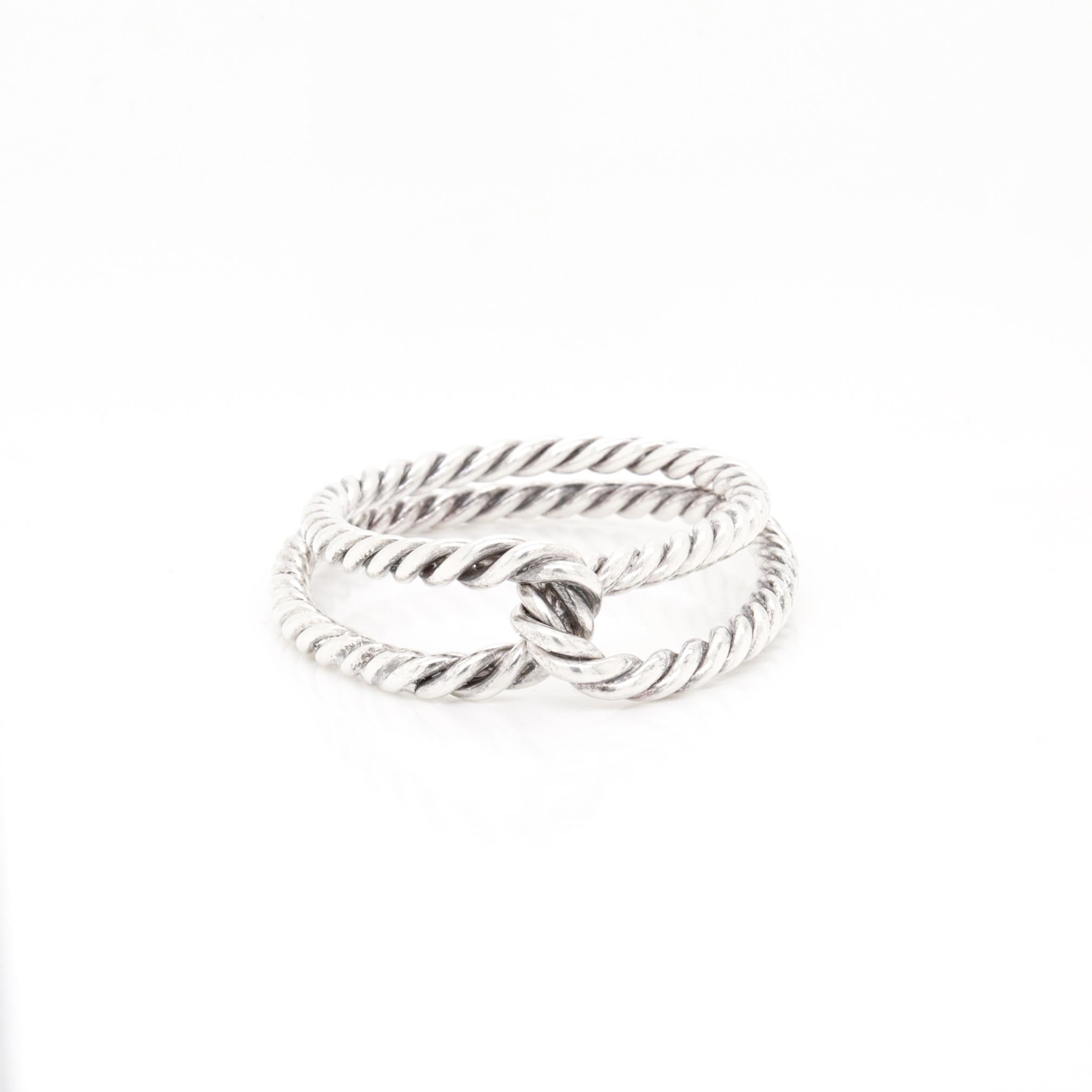 Signiert Hermès Französisch Sterling Silber Cord Twist Schal Clip oder Ring im Angebot 5