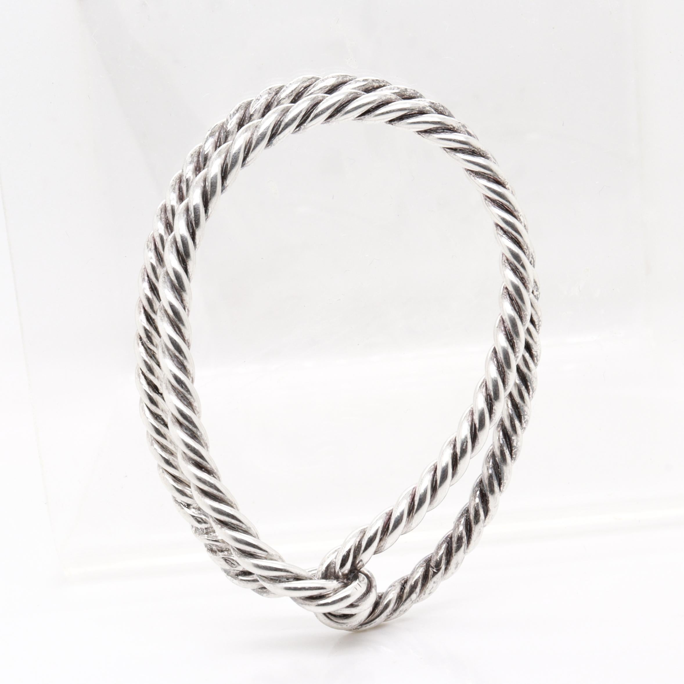 Signiert Hermès Französisch Sterling Silber Cord Twist Schal Clip oder Ring im Angebot 6