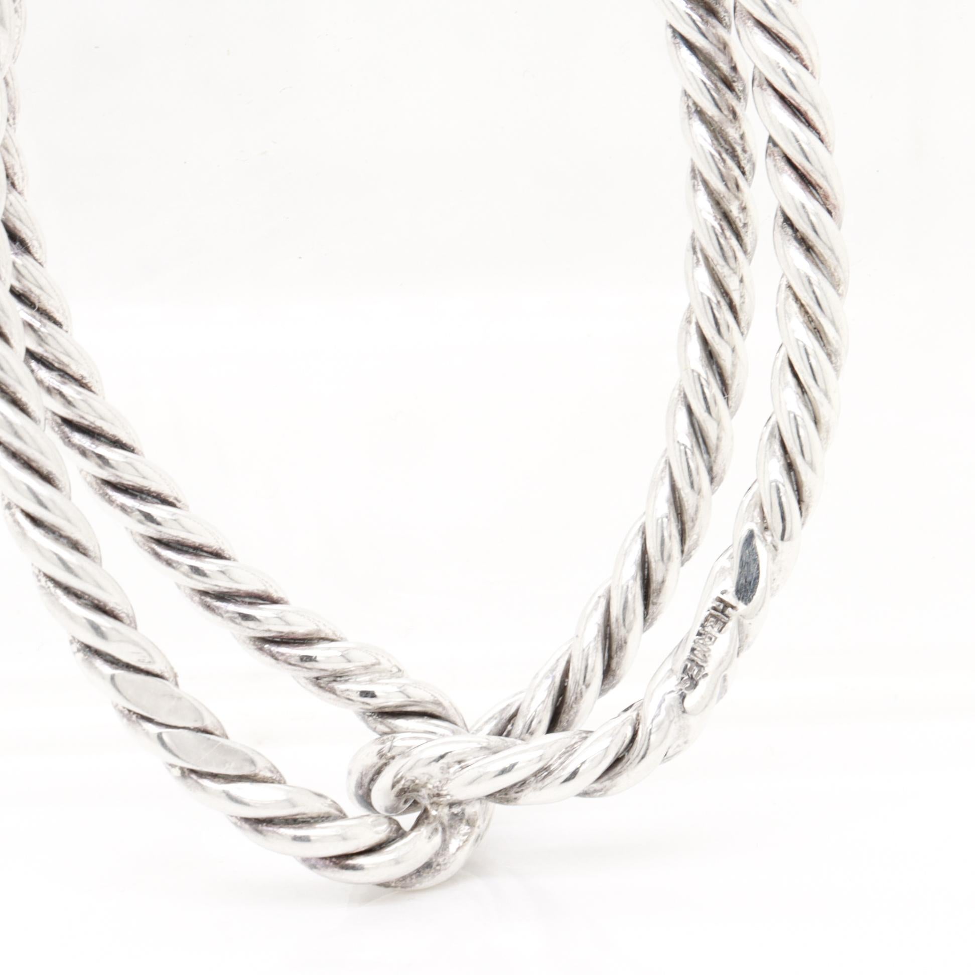 Signiert Hermès Französisch Sterling Silber Cord Twist Schal Clip oder Ring im Angebot 8