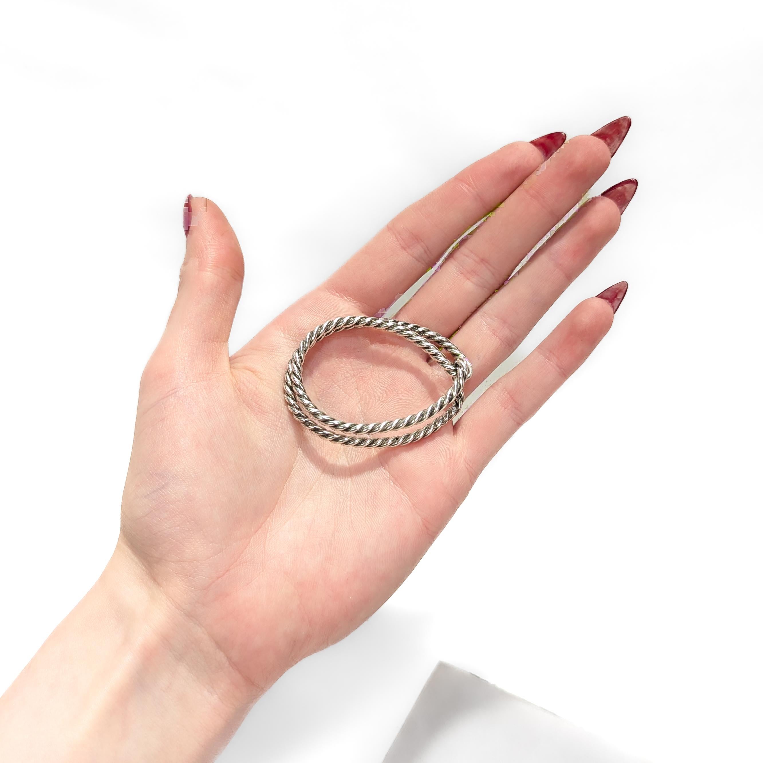 Signiert Hermès Französisch Sterling Silber Cord Twist Schal Clip oder Ring Damen im Angebot
